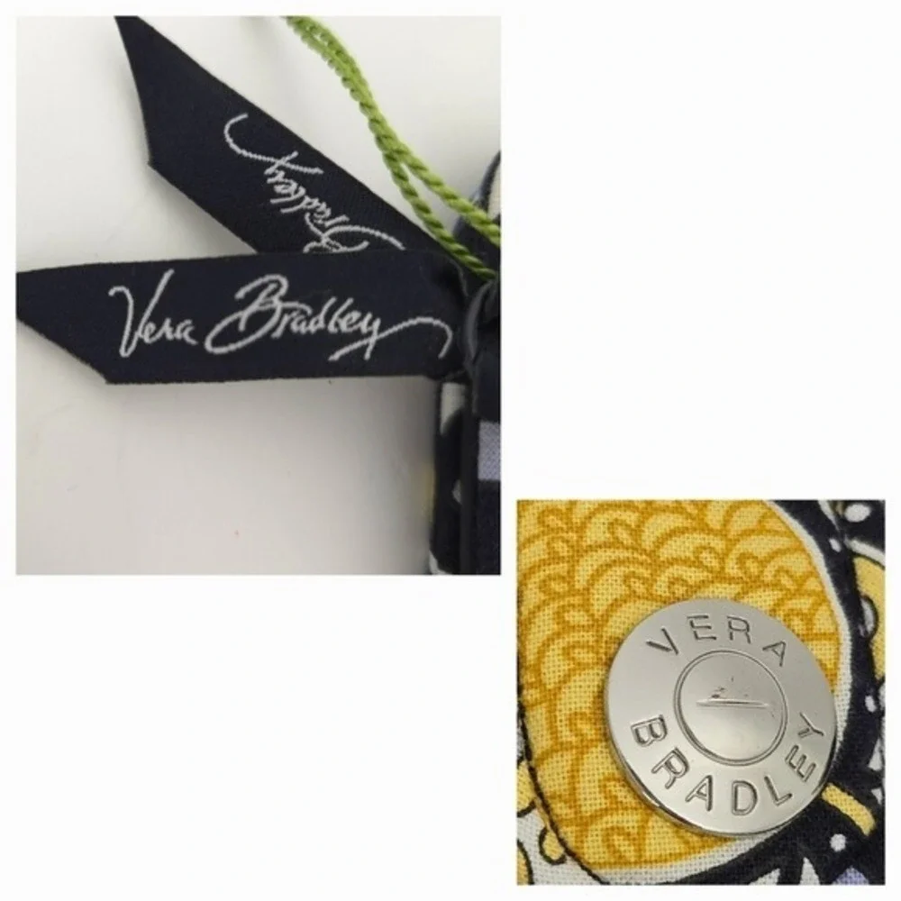 NWT Vera‎ Bradley Black & Yellow Floral Ellie Blue Bifold Snappy Wallet - Picture 5 of 6